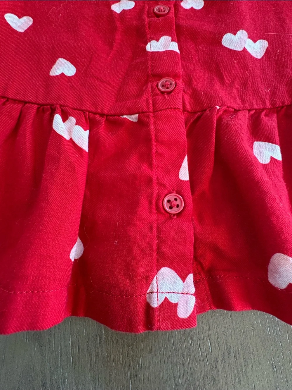 Carter's Red Button-Front Peplum Top with White Heart Print